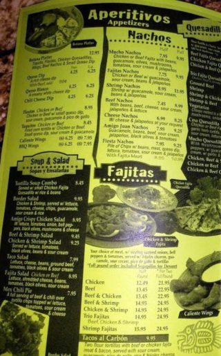 Amigo Juan- Menu- Texarkana – Menutex