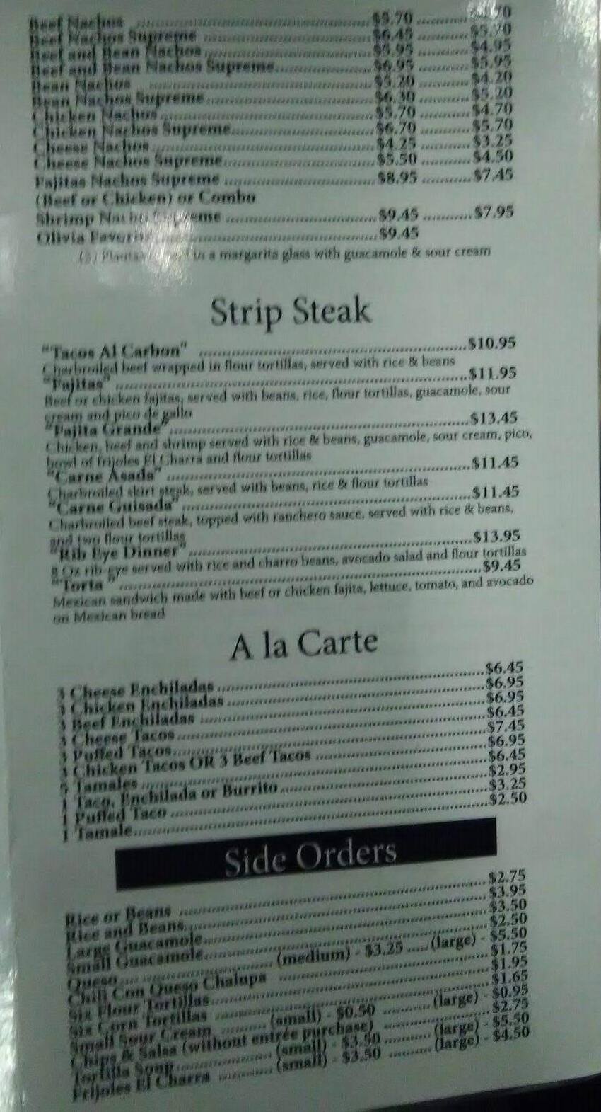 Guadalupe's Mexican Restaurant Menu