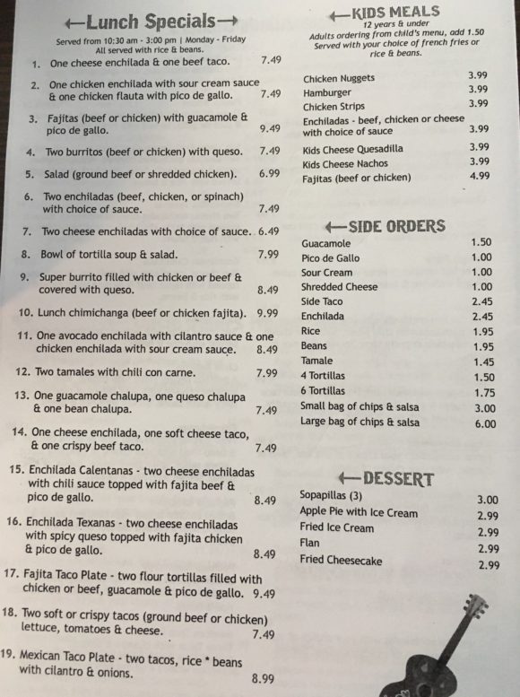 Uncle Juan's Mexican Restaurant- Menu- Atlanta Texas - Menutex